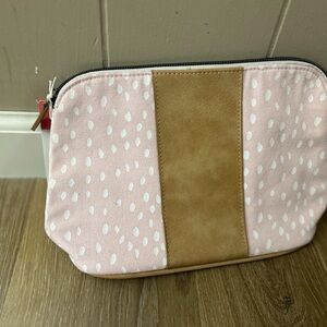 Elegant Pink and Tan Cosmetic Bag